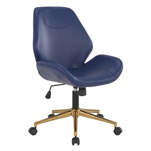 reseda office chair in navy faux leather with gold base