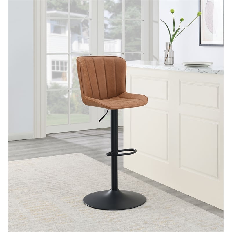 Kirkdale Adjustable Stool 2-Pack in Sand Brown Faux Leather