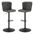 Kirkdale Adjustable Stool 2-Pack in Charcoal Faux Leather