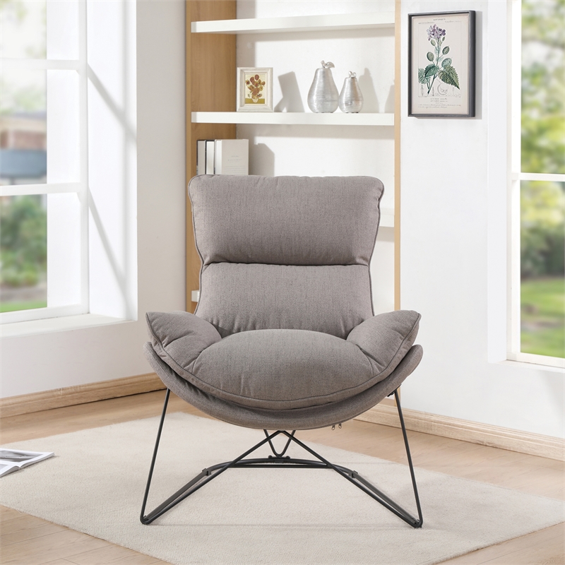 Ryedale Lounge Chair in Gray Fabric with Black Frame