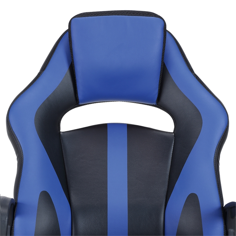 Influx Gaming Chair in Black Faux Leather with Blue Accents