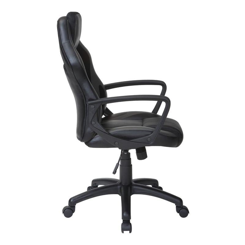 Influx Gaming Chair in Black Faux Leather with Gray Accents