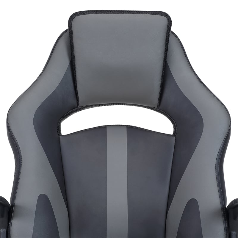 Influx Gaming Chair in Black Faux Leather with Gray Accents