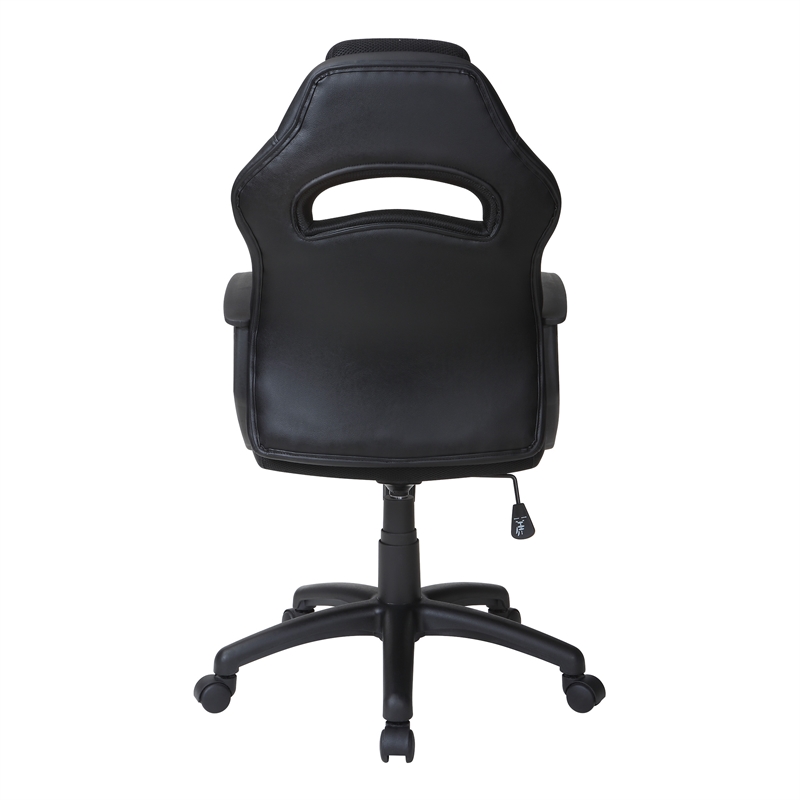 Influx Gaming Chair in Black Faux Leather with Red Accents