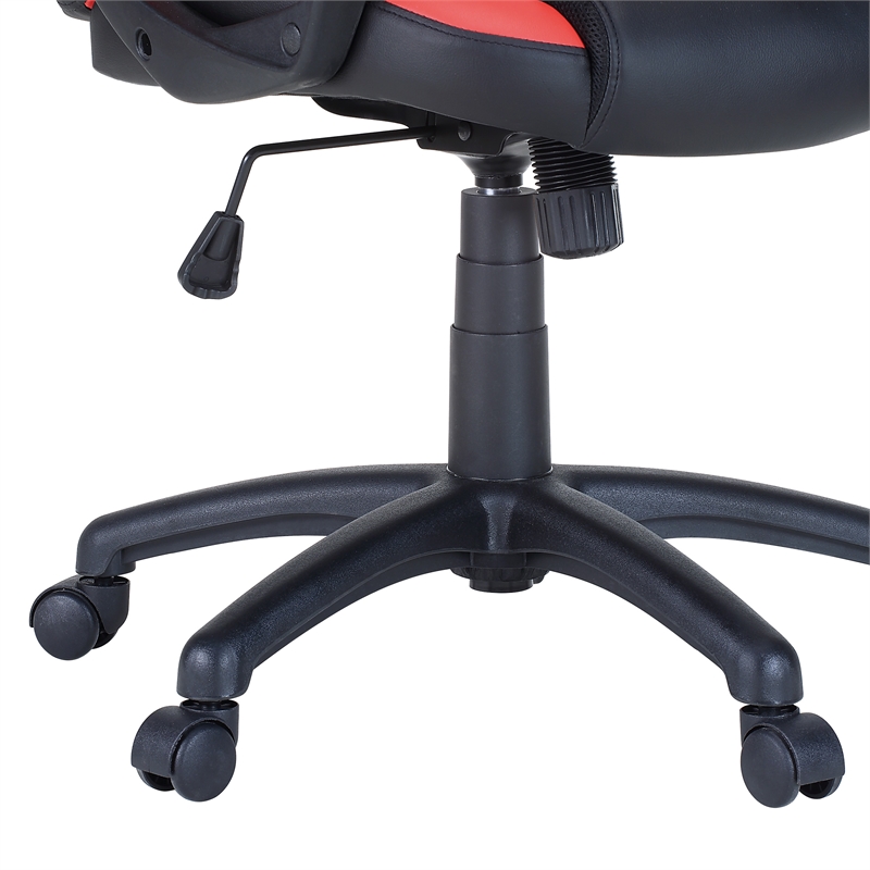 Influx Gaming Chair in Black Faux Leather with Red Accents