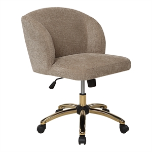 ellen office chair in honey beige fabric with gold base