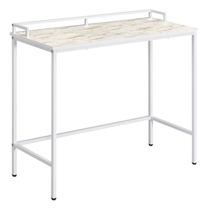 brighton console table in white mosaic engineered wood top and white frame
