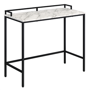 brighton console table in faux white marble engineered wood top and black frame
