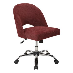 lula office chair in burgundy red fabric with chrome base