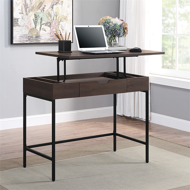Contempo Worksmart Sit-To-Stand Desk in Ozark Ash Engineered Wood