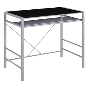 zephyr computer desk with tempered glass top and metal frame