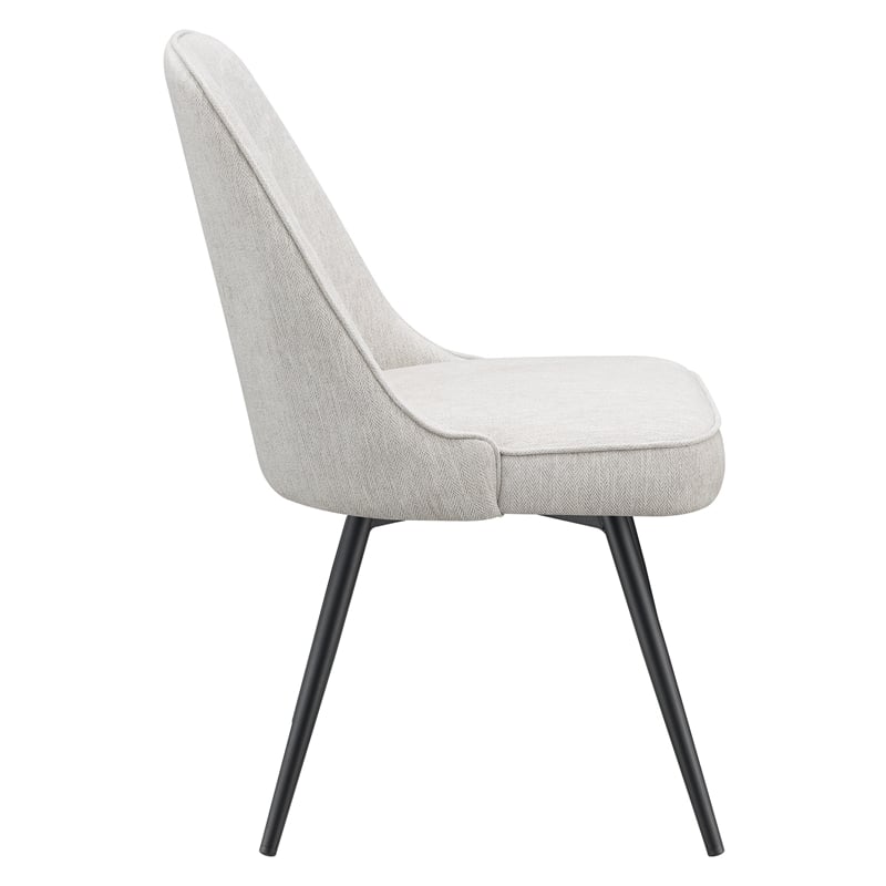 Martel Swivel Chair in Cream Herringbone Fabric with Black Legs