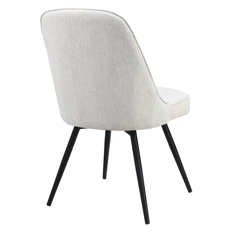 Martel Swivel Chair in Cream Herringbone Fabric with Black Legs