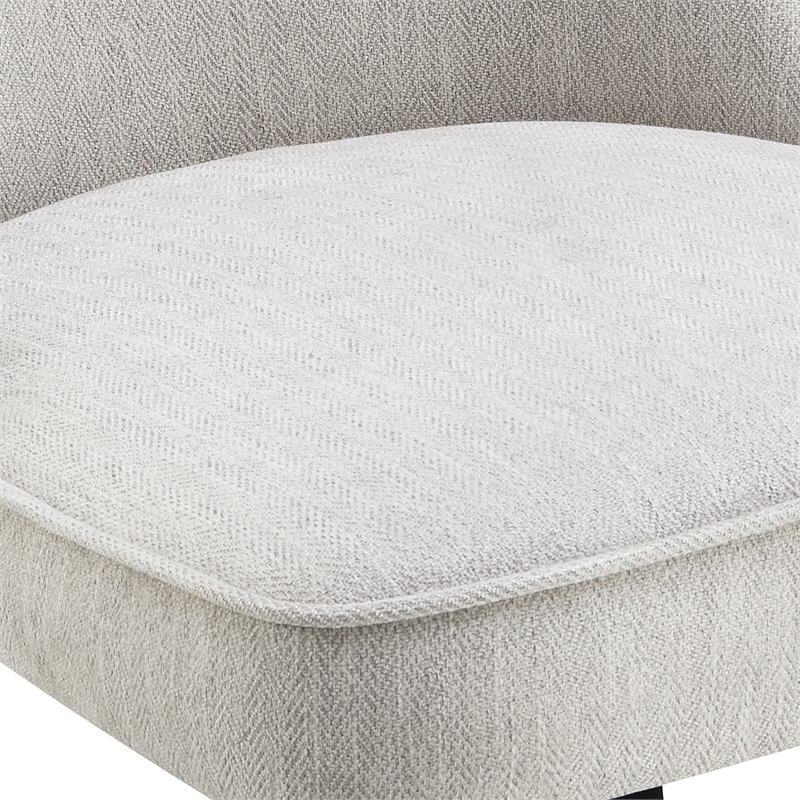 Martel Swivel Chair in Cream Herringbone Fabric with Black Legs