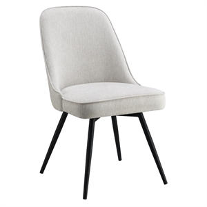 Martel Swivel Chair in Cream Herringbone Fabric with Black Legs