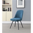 Martel Swivel Chair in Navy Herringbone Fabric with Black Legs