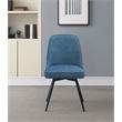 Martel Swivel Chair in Navy Herringbone Fabric with Black Legs