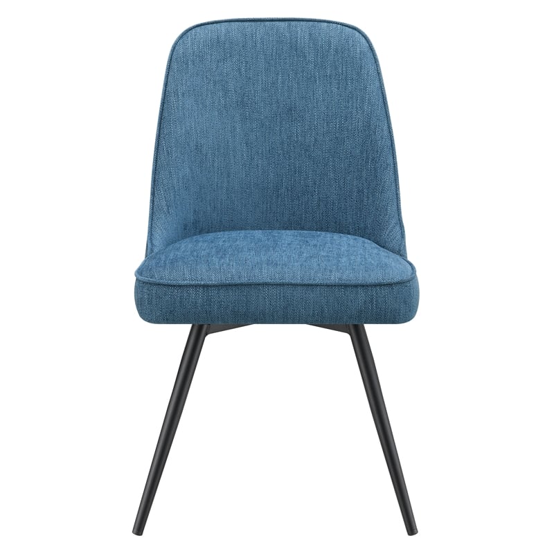 Martel Swivel Chair in Navy Herringbone Fabric with Black Legs