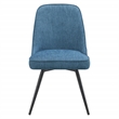 Martel Swivel Chair in Navy Herringbone Fabric with Black Legs