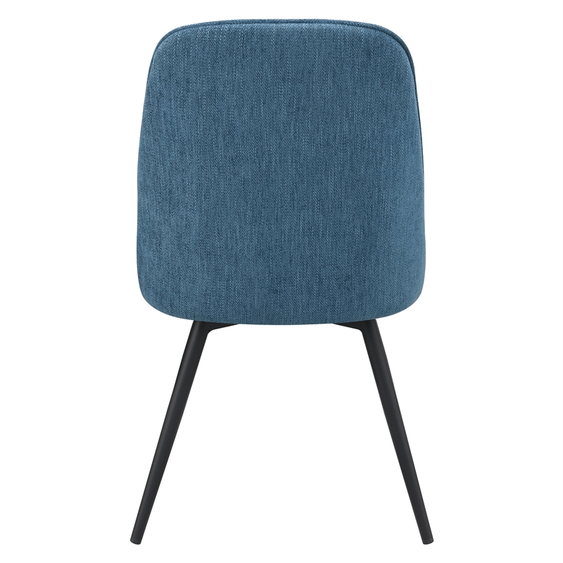 Martel Swivel Chair in Navy Herringbone Fabric with Black Legs