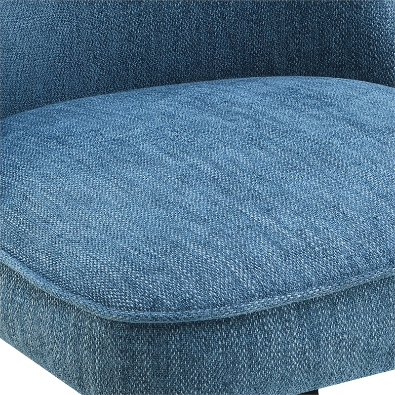 Martel Swivel Chair in Navy Herringbone Fabric with Black Legs