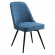 Martel Swivel Chair in Navy Herringbone Fabric with Black Legs