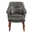 Waneta Chair and Ottoman in Pewter Gray Faux Leather with Medium Espresso Legs