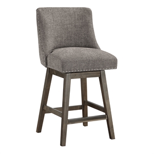 Granville 26&quot Swivel Counter Stool in Charcoal Fabric  with Gray Legs