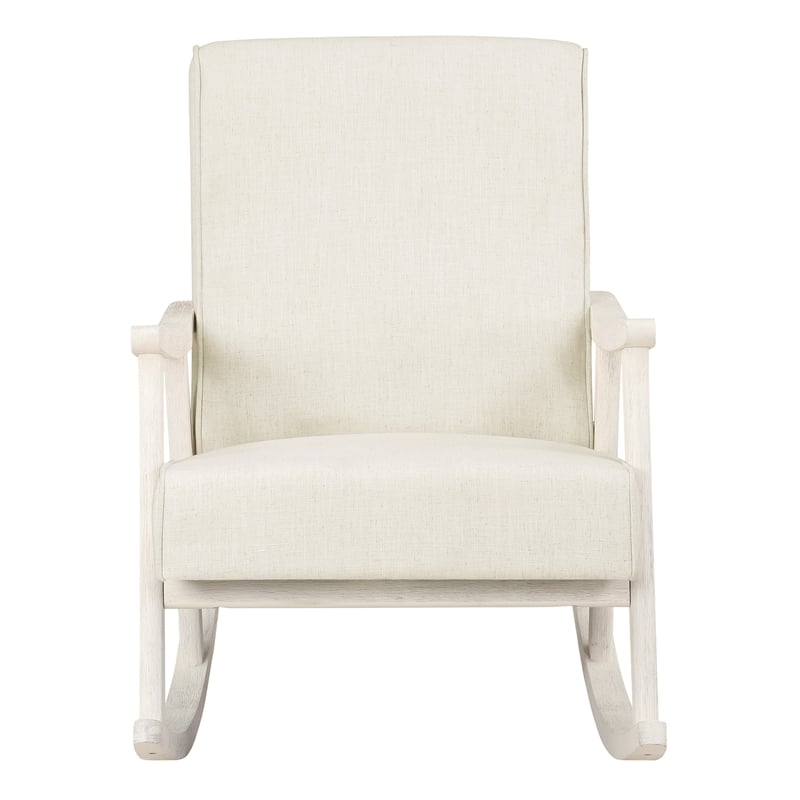 Gainsborough Rocker in Linen White Fabric with Antique White Frame