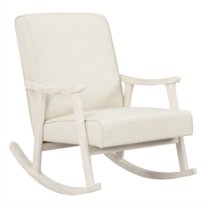 gainsborough rocker in linen white fabric with antique white frame