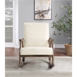 Gainsborough Rocker in Linen White Fabric with Brushed Brown Finish Frame