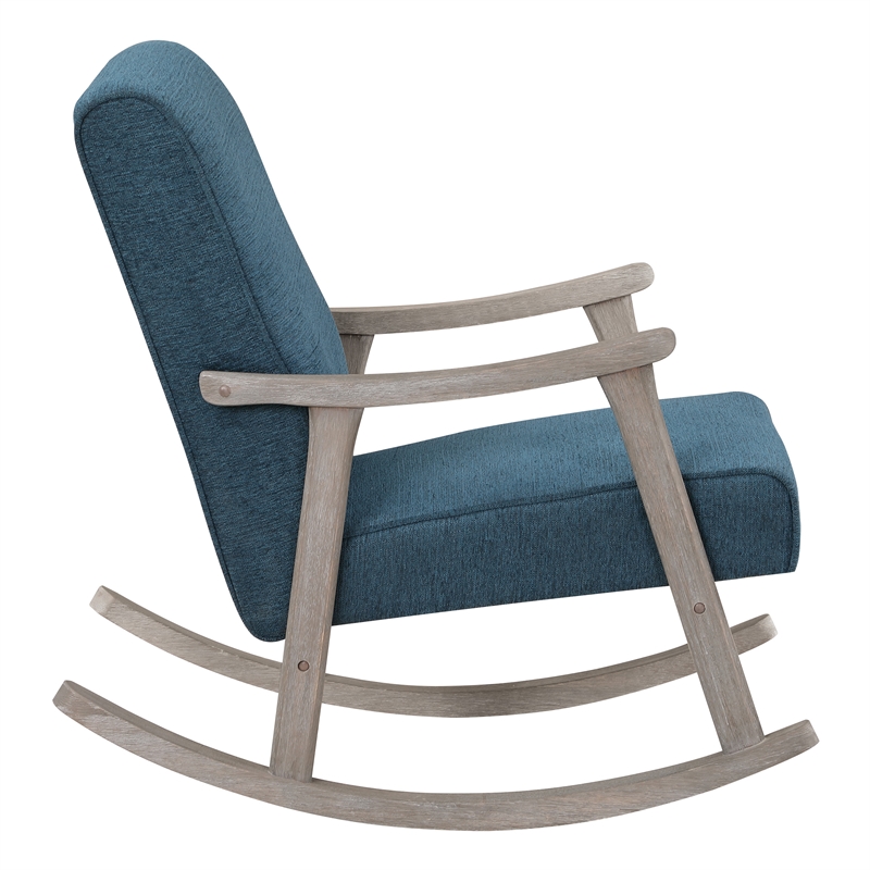 Gainsborough Rocker in Azure Blue Fabric with Brushed Gray Finish Frame