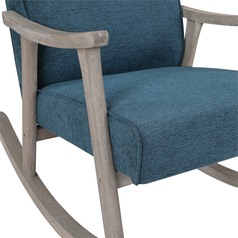 Gainsborough Rocker in Azure Blue Fabric with Brushed Gray Finish Frame
