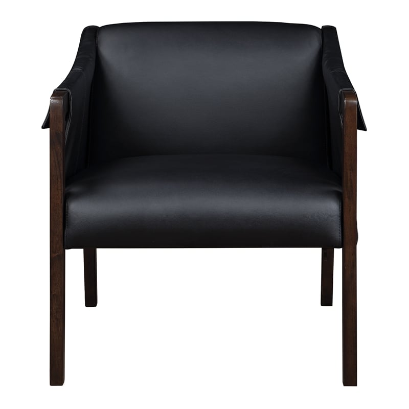 Parkfield Accent Chair in Black Faux Leather with Walnut Frame