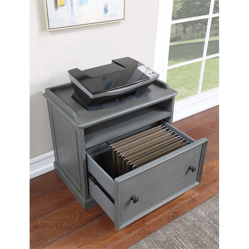Country Meadows Engineered Wood File Cabinet in Plantation Gray