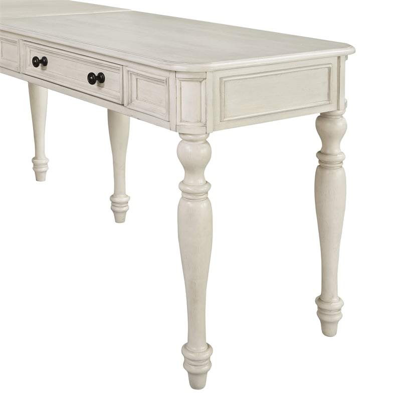 Country Meadows L-Shape Engineered Wood Desk with Power in Antique White