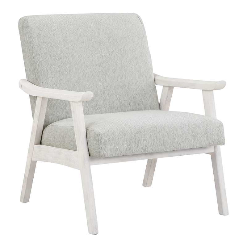 Weldon Armchair in Smoke Gray Fabric with Antique White Finished Frame