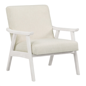 weldon armchair in linen white fabric with antique white finished frame