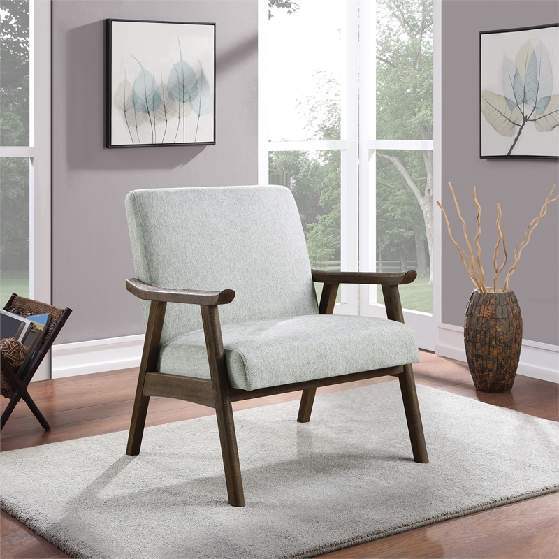 Weldon Armchair in Smoke Gray Fabric with Brushed Brown Finished Frame
