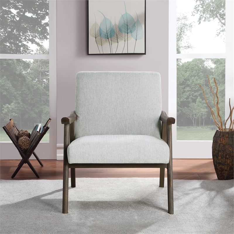 Weldon Armchair in Smoke Gray Fabric with Brushed Brown Finished Frame