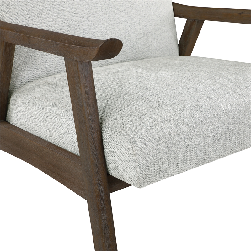 Weldon Armchair in Smoke Gray Fabric with Brushed Brown Finished Frame