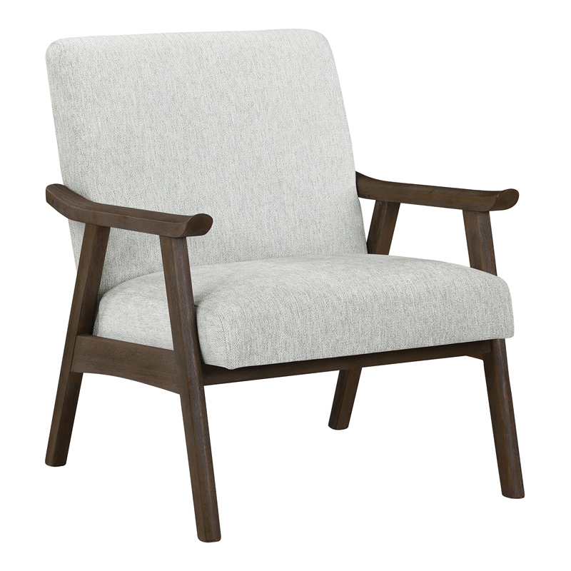 Weldon Armchair in Smoke Gray Fabric with Brushed Brown Finished Frame