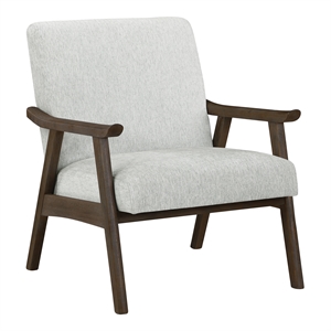 weldon armchair in smoke gray fabric with brushed brown finished frame