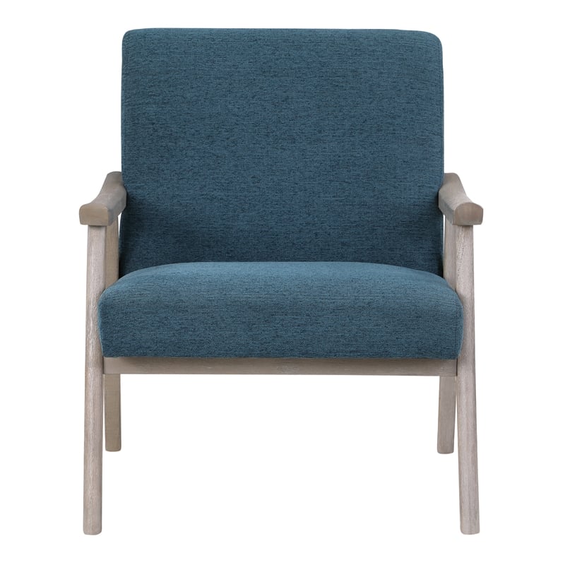 Weldon Armchair in Azure Blue Fabric with Brushed Grey Finished Frame