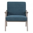 Weldon Armchair in Azure Blue Fabric with Brushed Grey Finished Frame