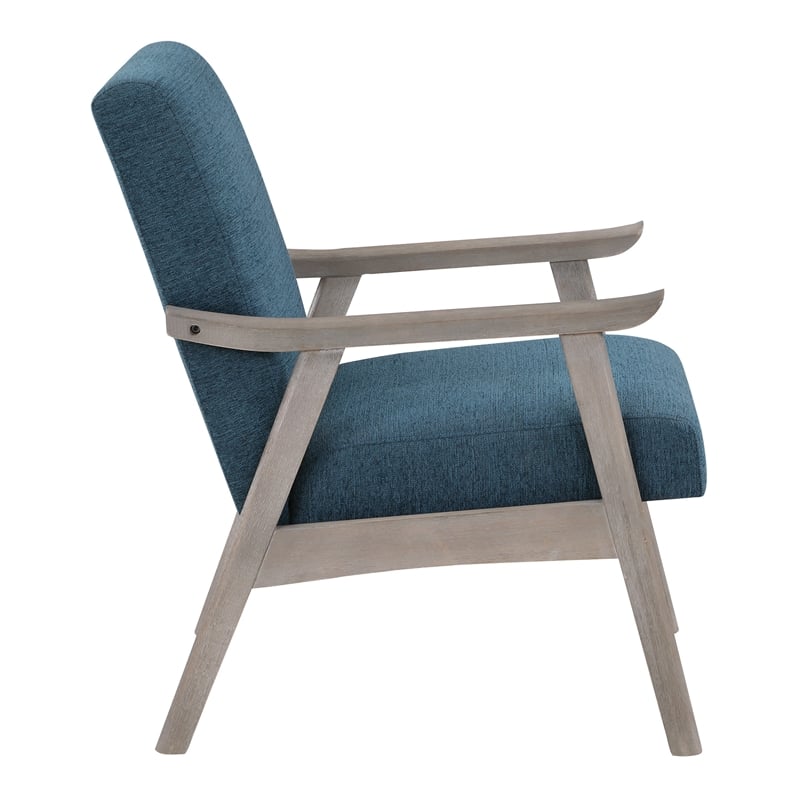 Weldon Armchair in Azure Blue Fabric with Brushed Grey Finished Frame