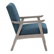 Weldon Armchair in Azure Blue Fabric with Brushed Grey Finished Frame