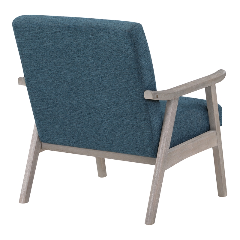 Weldon Armchair in Azure Blue Fabric with Brushed Grey Finished Frame