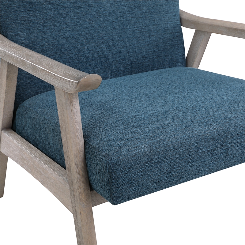 Weldon Armchair in Azure Blue Fabric with Brushed Grey Finished Frame