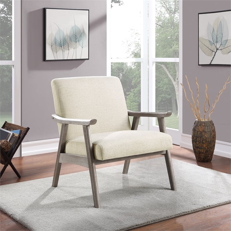 Weldon Armchair in Gray Fabric with Brushed Gray Finished Frame